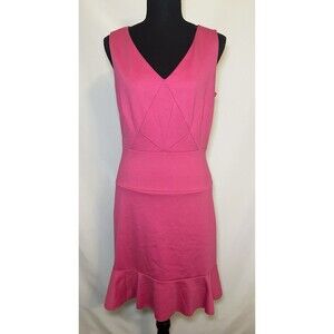 Jennifer‎ Lopez Pink Ponte Sheath Sleeveless Bottom Ruffle Dress Women's 6